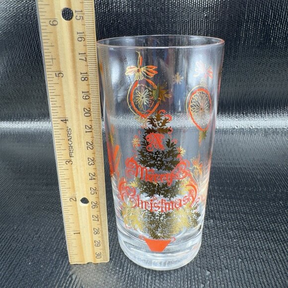 Beaver Valley Merry Christmas Tree Highball Tumblers Drinking Glasses Set 4 VTG - Picture 2 of 9